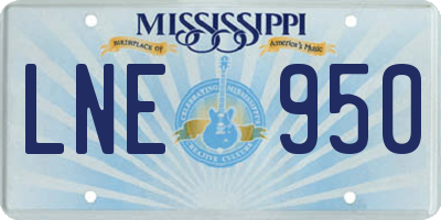 MS license plate LNE950