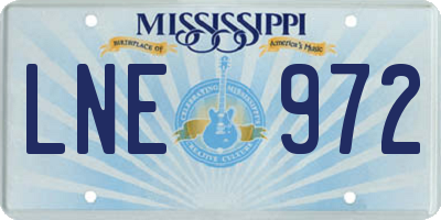 MS license plate LNE972