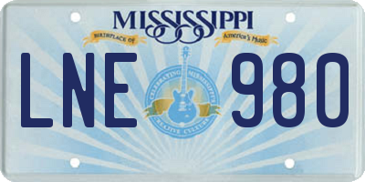 MS license plate LNE980