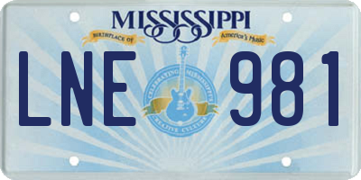 MS license plate LNE981