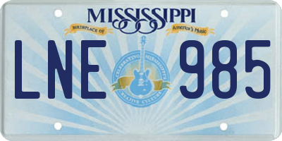 MS license plate LNE985