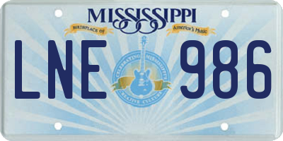 MS license plate LNE986