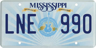MS license plate LNE990