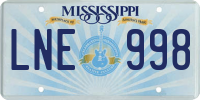 MS license plate LNE998