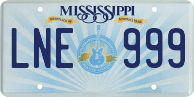 MS license plate LNE999