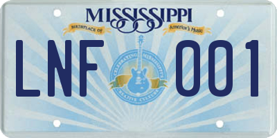 MS license plate LNF001