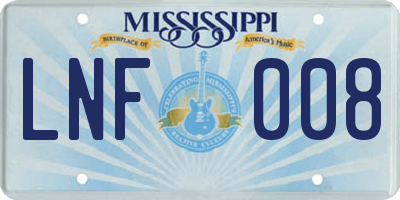 MS license plate LNF008