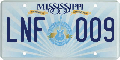 MS license plate LNF009