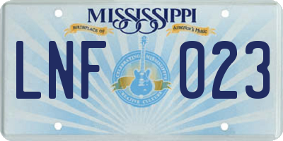 MS license plate LNF023