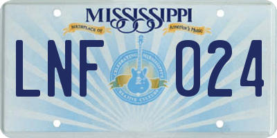MS license plate LNF024