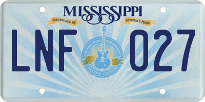 MS license plate LNF027