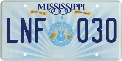 MS license plate LNF030