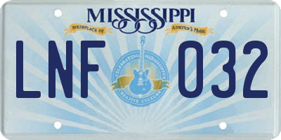 MS license plate LNF032