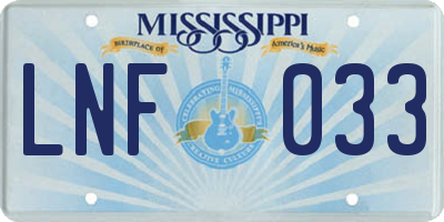 MS license plate LNF033