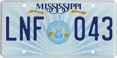 MS license plate LNF043