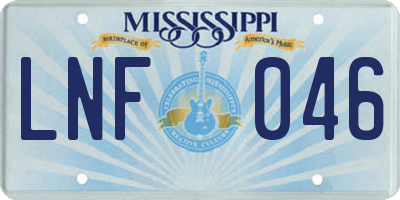 MS license plate LNF046