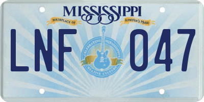 MS license plate LNF047