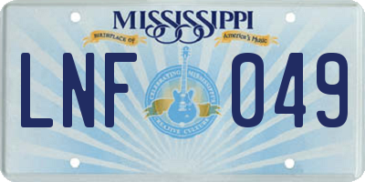 MS license plate LNF049