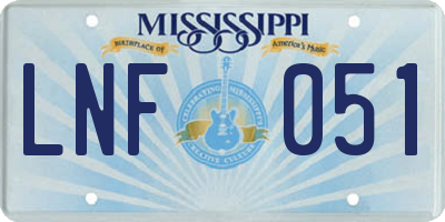 MS license plate LNF051