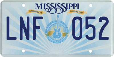 MS license plate LNF052