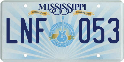 MS license plate LNF053