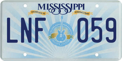MS license plate LNF059
