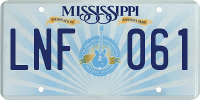 MS license plate LNF061
