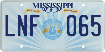 MS license plate LNF065