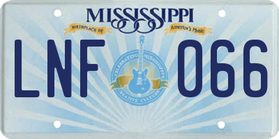 MS license plate LNF066