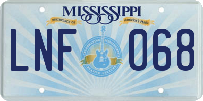 MS license plate LNF068