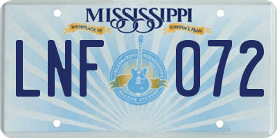 MS license plate LNF072