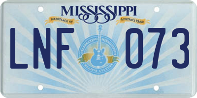 MS license plate LNF073