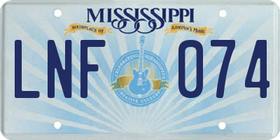 MS license plate LNF074