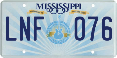 MS license plate LNF076