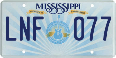 MS license plate LNF077
