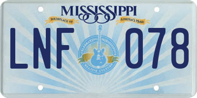 MS license plate LNF078