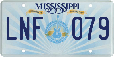 MS license plate LNF079