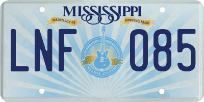 MS license plate LNF085