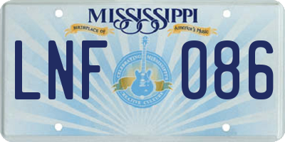 MS license plate LNF086