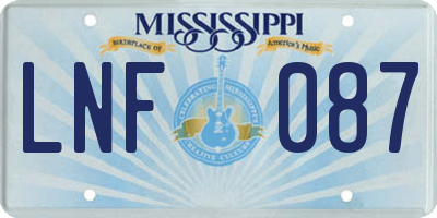 MS license plate LNF087