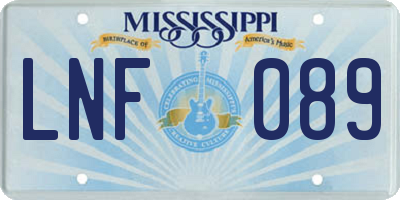 MS license plate LNF089