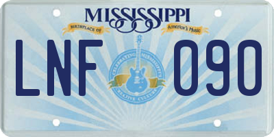 MS license plate LNF090