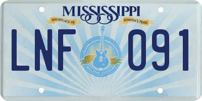MS license plate LNF091