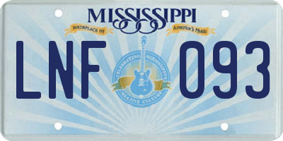 MS license plate LNF093