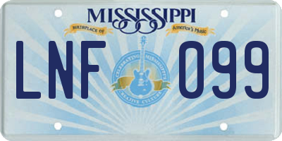 MS license plate LNF099