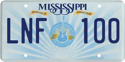 MS license plate LNF100
