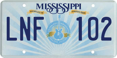 MS license plate LNF102