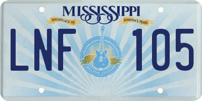 MS license plate LNF105