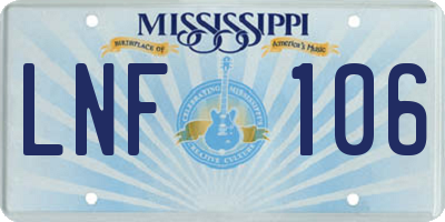 MS license plate LNF106