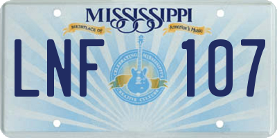 MS license plate LNF107